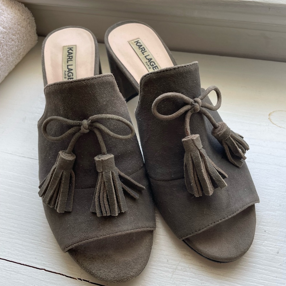 Karl Lagerfeld Suede Tassel Mules